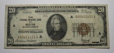 1929 $20 FRBN Boston Fancy Mini Repeater Serial 00451451  picture
