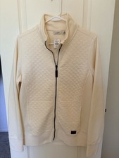 NWT L.L. Bean Womens Quilted Full-Zip Sweatshirt Cream Medium REG picture