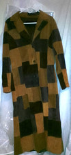 VTG Wilsons Leather Patchwork Trench Coat L Suede 70s Boho Penny Lane Duster picture