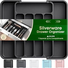 Aujen Silverware Drawer Organizer, Adjustable Utensil Cutlery Tray picture