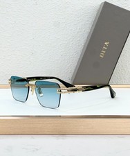DITA Meta-Evo One Sunglasses Blue Gradient Lens Gold Black Frame Rimless picture
