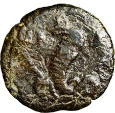 VERY RARE Trajan Æ Diobol of Alexandria, Egypt. Dated RY 11 Serpent Snake Coin picture