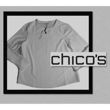 Chicos Zenergy Ottoman NEW White Women's Large (12) Crew Top Ribbed NWT Long Sl picture