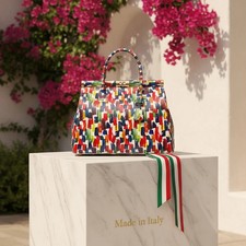 MAHENA BRUSH Handcrafted Pop Art Genuine Leather Handbag Luxury Made in Italy picture