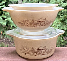 Pyrex 4 Pc Cinderella Forest Fancies Mushroom Nesting Baking Mixing Bowls Vtg picture