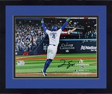 Framed George Springer Blue Jays Signed 8x10 2025 ALCS Game 7 Home Run Photo picture