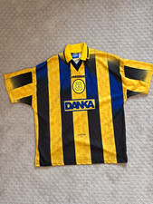 Vintage Umbro Everton FC Danka Soccer Jersey Yellow/Blue/Black Striped XXL picture