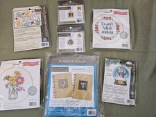 Lot Of 7 Dimensions Cross Stitch Kits Journal Necklace Grandparents More NEW picture