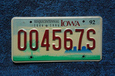 1992 IOWA License Plate - Sesquicentennial picture