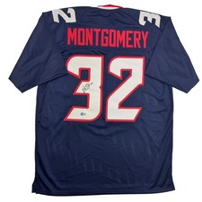 Autographed/Signed David Montgomery Houston Blue Football Jersey BAS COA picture