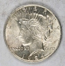 1924 Peace Silver Dollar - UNCIRCULATED EXAMPLE - 90% Silver - picture