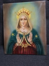 Vintage Italian Madonna delle Grazie Hand Painted Religious Art Sabbatini 12x10 picture