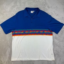 Vintage Hobie Polo Mens 2XT Blue Skate Retro Surf 80s Made in USA Rainbow Stripe picture