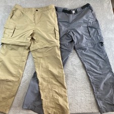 Magellan Outdoors Fish Gear Convertible Cargo Pants Mens L Lot of 2 Tan & Gray picture