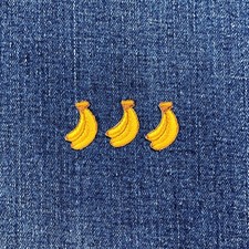 3-Pack Banana Applique Patch - Mini Embroidered Fruit Badge 7/8