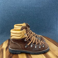 Montagna Vtg Italian Suede Mountaineering Boots Brown Leather Padded Ankle 6.5B picture