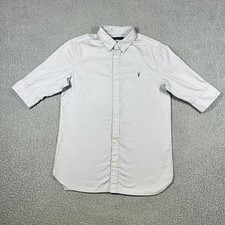 AllSaints Redondo HS Shirt Mens Small Grey Cotton Ramskull Half Sleeve MS121F picture