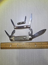3 Vintage Boy Scout Knives: Ulster early 1980's, Camililus 1960's, AW Wadsworth picture