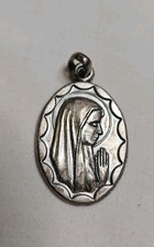 Vintage Catholic Devotional Medal Our Lady of Fatima Silver Italy Religious picture
