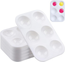 25 PCS White Plastic Paint Tray Palettes, 6 Well Rectangular Watercolor Oil Pal picture