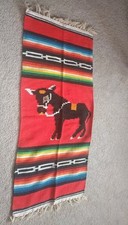 Vintage Southwestern Handwoven Saddle Blanket Pre-owned Good Condition picture