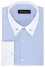 Jack Martin Mens Striped Pin Collar Long Sleeve 20s Vintage Dress Shirt For Men picture