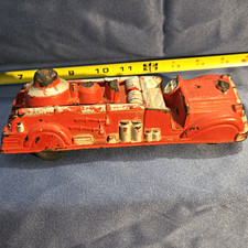 Hubley Vintage Cast Iron Fire Truck Ladder Pumper Toy Vehicle picture