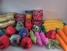 1 RANDOM Sunny Days Jumbo Squeezy Squishy Toy Banana Carrot  Dog Apple Duck picture