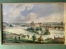 Tours Val Loire C1840 Fine Watercolour Original Unsigned Framed -  Palmer Album picture