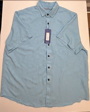 Caribbean Blue Short Sleeve Button Front Shirt XXL picture