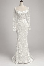 Lulus Wedding Dress Lace Corset Mermaid Floral Bridal Gown Romantic Boho sz M picture