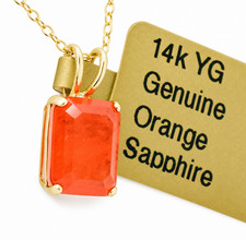 GENUINE 1.14 Cts PADPARADSCHA SAPPHIRE PENDANT 14K YELLOW GOLD - Free Appraisal picture