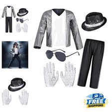 Unique 80s 90s Dance Star Costume for Kids - Sequin Shirt & Accessories picture