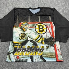 VTG Boston Bruins CCM Jersey Mens S/M Black Goalie AOP Mesh NHL USA Made 90s picture