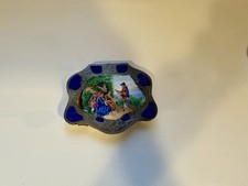 Large Antique Detailed Enamel Hand Painting Engraved Sterling Silver Powder Box picture