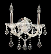 2 Lts Maria Theresa Crystal Wall Lamp Clear Glass Chrome Finish Vintage Style picture