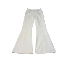 Safiyaa Ivory High Rise Flare Crepe Trousers Pants White US 8 UK 12 FR 40 picture