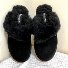 Koolaburra by UGG Milo Size 6 Black Slip On Mule Slipper Fur Trim NWOT picture