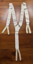Vintage Dooney Bourke Mens Suspenders White Cream Braces Button End Y Back picture