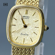 SEIKO Exceline 1221-5410 Vtg 1989 Gold 17mm Qz Ladies Watch -US STock picture