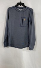 Carhartt Men's Long Sleeve Navy Heather Force Shirt MBL110 Sz M picture