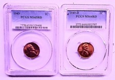 Lincoln Wheat Cents 1949 P &D PCGS MS65RD AND MS64RD picture