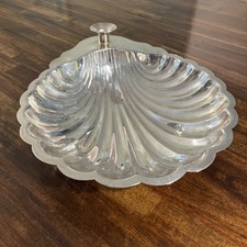 VTG Sheridan Silver Plate Footed Candle Holder Scallop Shell Serving Dish 13” picture
