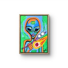 JULIEN Original 12x16 ALIEN MARSHMALLOWS Abstract Expressionist Painting Canvas picture