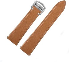 BROWN ORANGE Cartier Santos 21mm Genuine leather strap with silver buckle picture