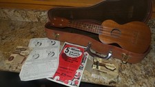 Rare 30's Vint Soprano Ukulele, Solid Mahogany, Rosewood FB, W/Case & Paperwork picture