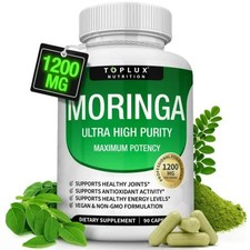 Toplux Moringa Capsules 1200mg -Pure Moringa Powder for Immune, Gut health90ct picture