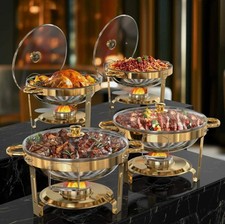4 Pack 9QT 316 Stainless Steel Round Chafing Dishes for Buffet & Parties picture