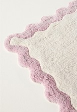 New Maeve by Anthropologie Scalloped Cotton Bath Mat Large Pink Boho Cottage picture