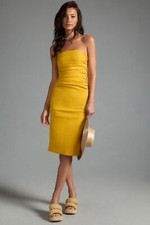 Anthropologie Plus 1X The Soleil Slim Strapless Ruched Dress Mango Mojito NWT picture